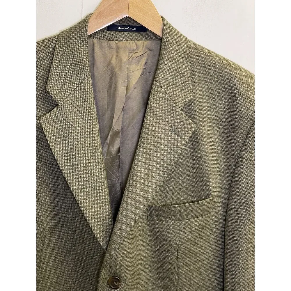 VINTAGE Chaps Ralph Lauren Blazer Mens 42L‎ Beige Silk Wool Sport Coat Jacket